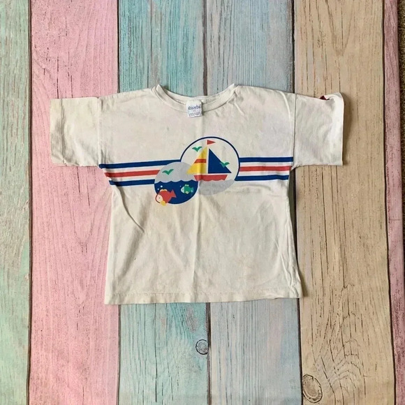 Vintage 80s toddler 4T sailor boat short sleeve tee - Picture 2 of 12
